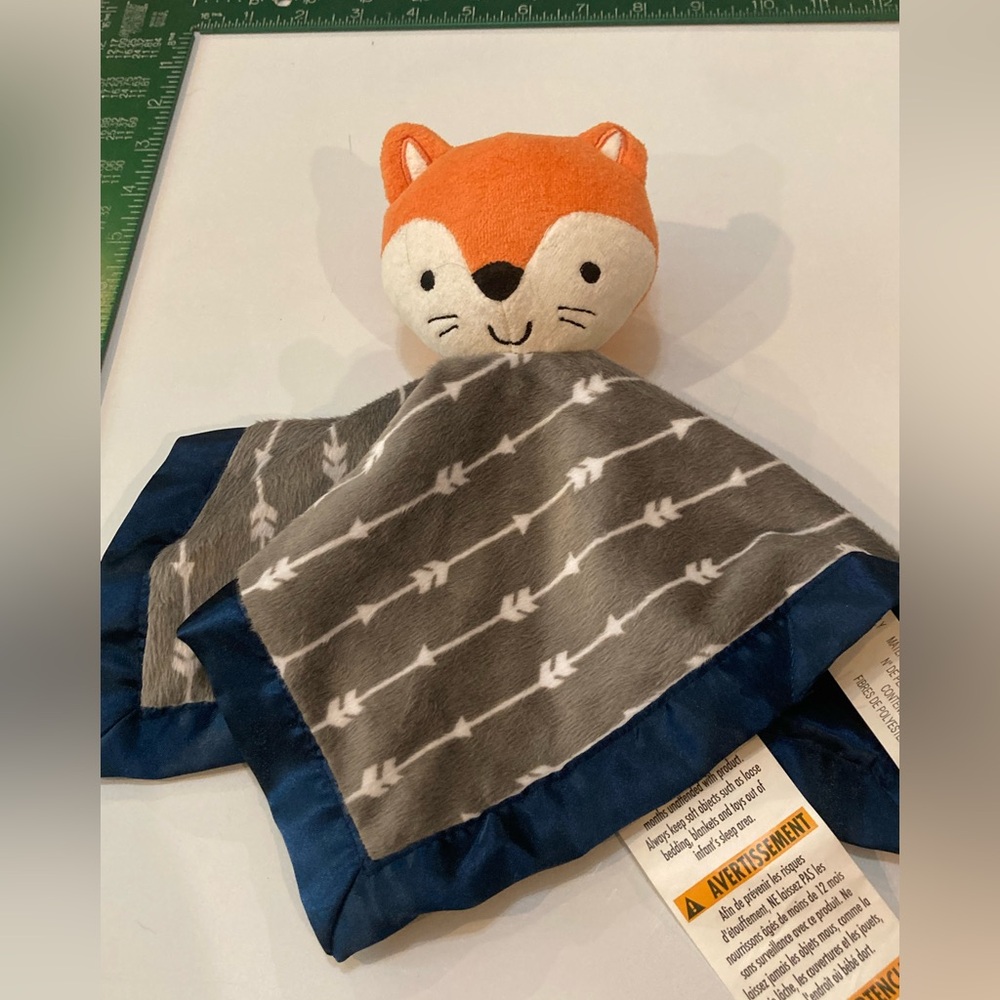 Parents Choice Orange/gray Fox Lovey Security Blanket Satin Edge Blankie Plush